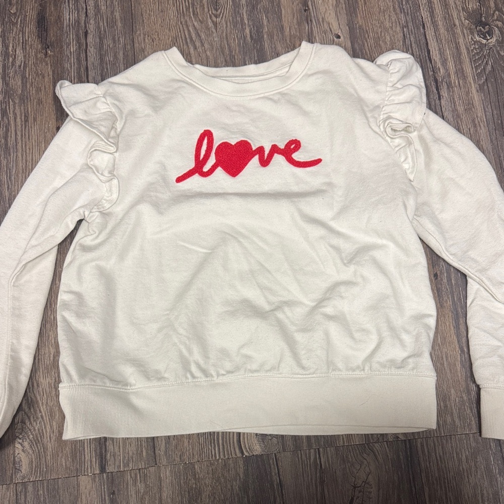 Cat & Jack Cream Sweatshirt with Red Love Design